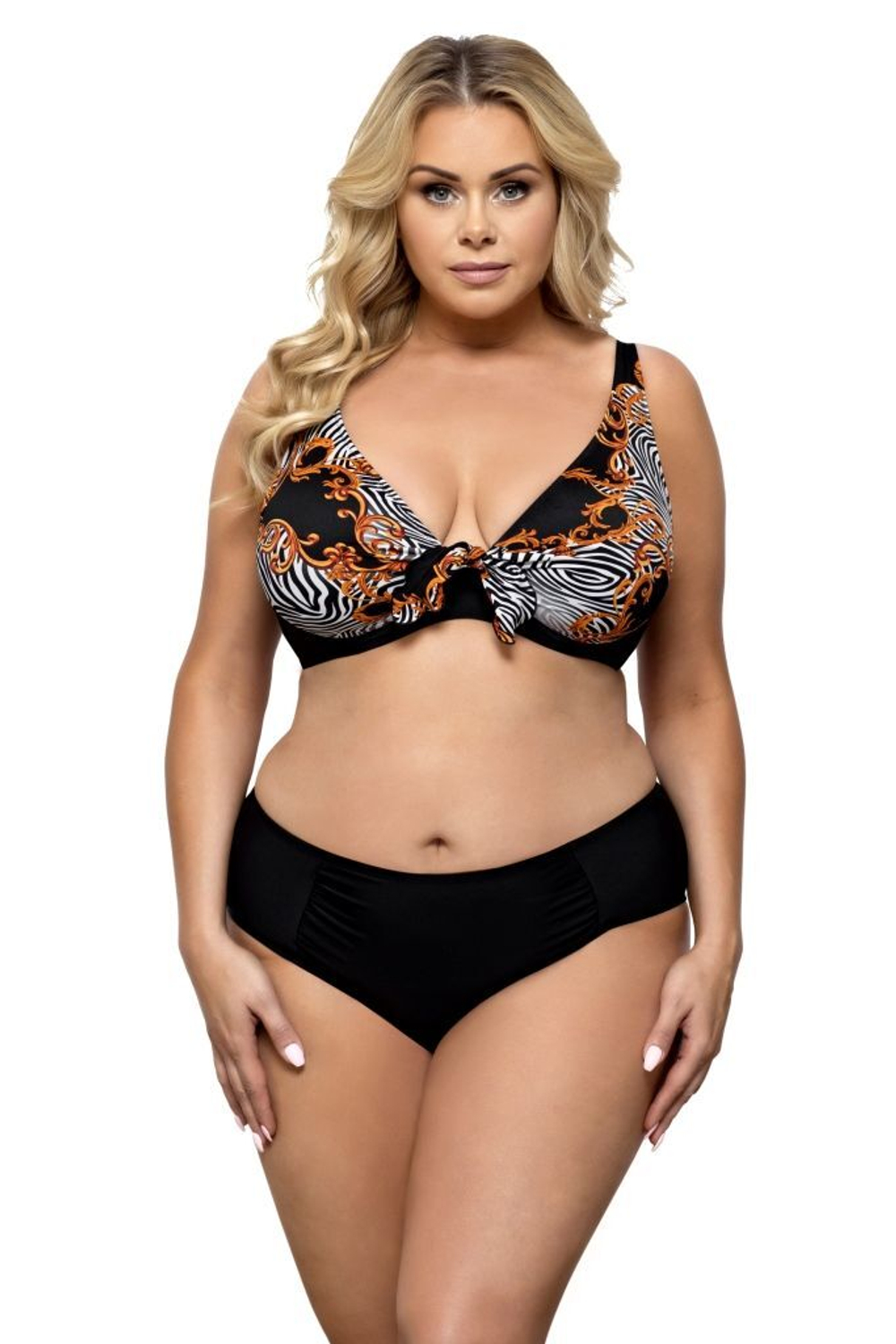 Женский купальник plus size в модной расцветке (Размер: 80F/40) (Цвет: черный)