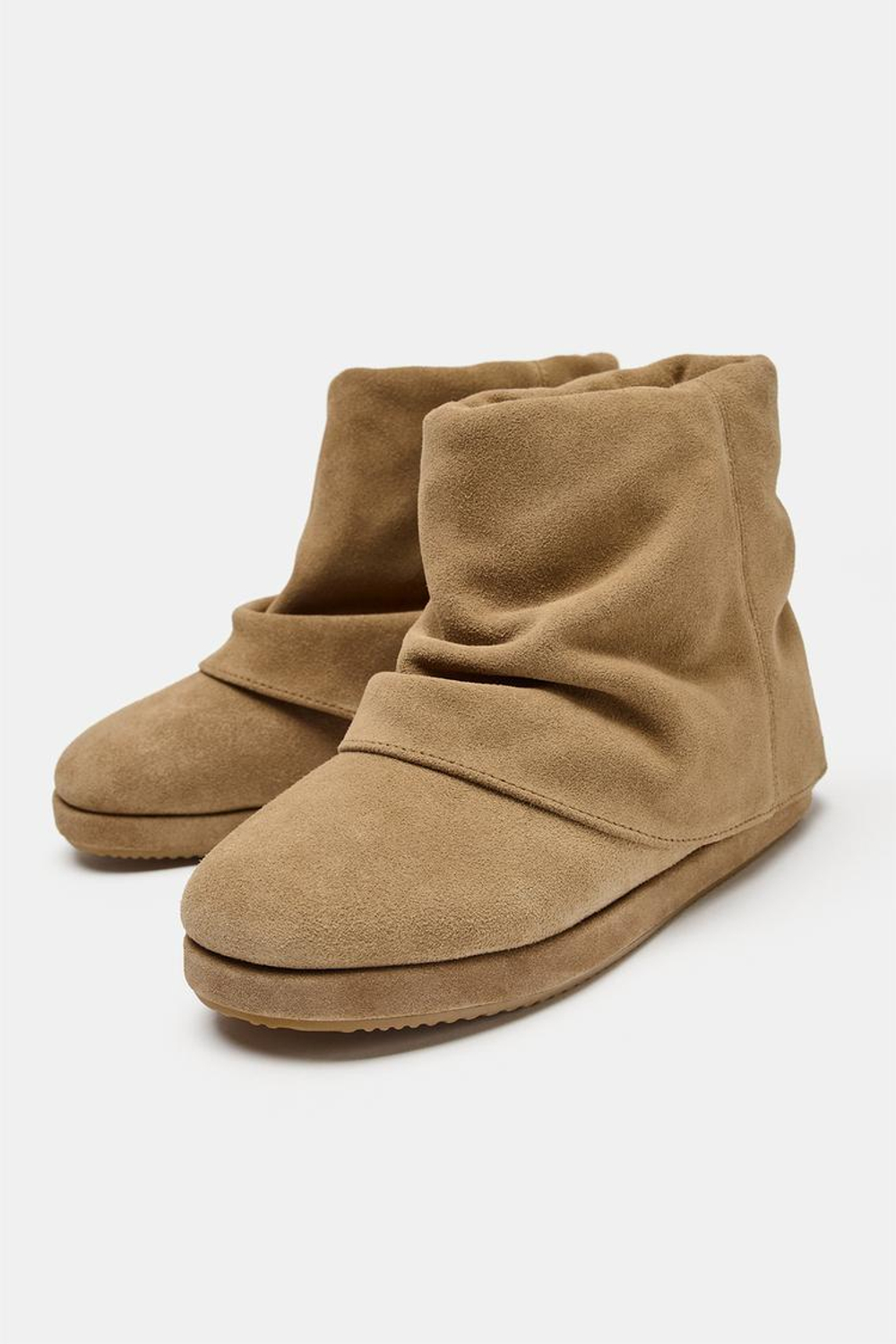 ZARA КОЖАНЫЕ БОТИЛЬОНЫ С ГЕТРАМИ, КОРИЧНЕВЫЙ