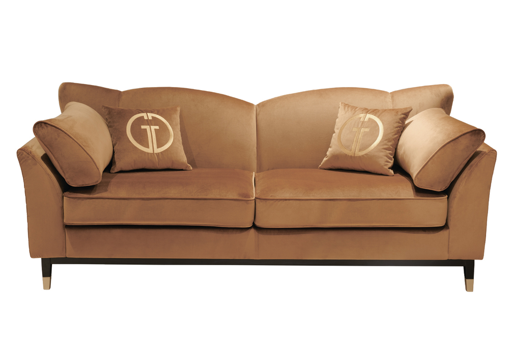 Диван Garda Decor Сиена (Siena) трехм.без мех.,велюр коричневый Colt004 228*92*92 см