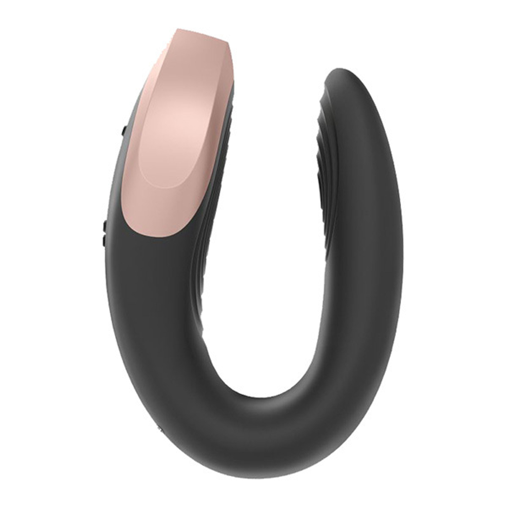 Черный вибратор 8,6см для пар Satisfyer Double Love