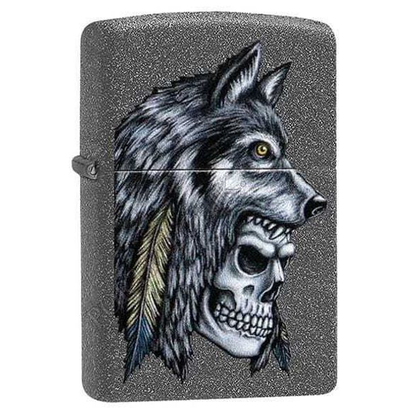 Цена наЗажигалка ZIPPO Wolf Skull с покрытием Iron Stone™, латунь/сталь, серая, матовая, 36x12x56 мм
