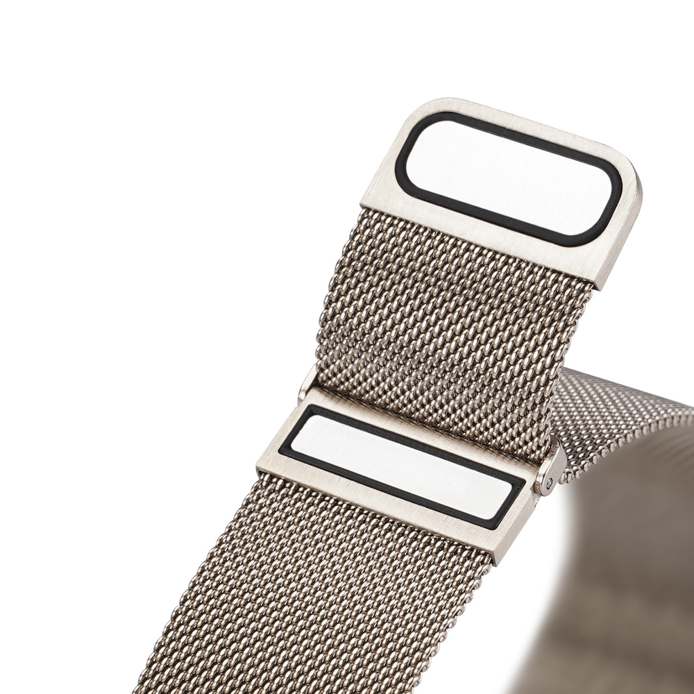 Ремешок из нержавеющей стали серого цвета (Starlight) от Dux Ducis для смарт часов Samsung Galaxy Watch 3, 4, 5, 6 и 7 (размер крепления 20мм), серия Milanese Series (миланская петля)