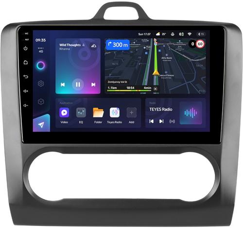 Магнитола для Ford Focus 2 2004-2011 (климат, рамка черная) - Teyes CC3 монитор 9" QLED на Android 10, Быстрая, CarPlay, 4G SIM-слот