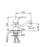 Смеситель для кухни 40к F4502-2-B FRAP (плоский пов.излив, п/гайку, без подводки, хром, силумин)