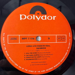 Винтажная виниловая пластинка LP Rainbow Long Live Rock N Roll (Japan 1978) (No Obi) Sensitive To Light