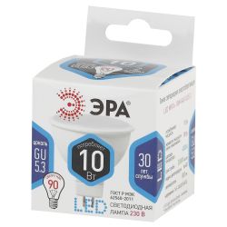 Лампа светодиодная ЭРА STD LED MR16-10W-840-GU5.3 10Вт софит нейтральный белый свет GU5.3 | Лампы cветодиодные Точечные (Софиты) (MR, PAR)