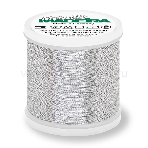 Нитки вышивальные металлизированные Madeira Metallic №40, 1000 м, цв. Alu, 9846, 5 катушек