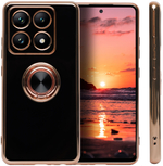 Стильный глянцевый чехол для XIAOMI 14T PRO с кольцом-подставкой и бархатной подкладкой