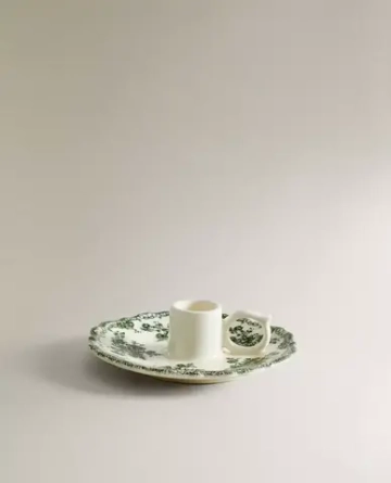 ZARA HOME ПОДСВЕЧНИК В ФОРМЕ ЦВЕТКА, ОЛИВКОВЫЙ