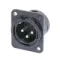 Neutrik NC3MDM3LBAG-1 панельный разъем XLR male, крепежные отверстия резьба М3,черненый корпус