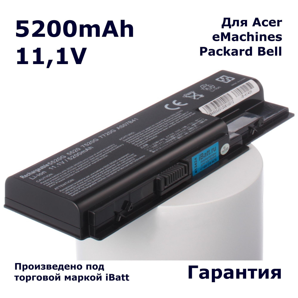 Аккумулятор iBatt 5200mAh для Acer AS07B31, AS07B51, AS07B41, AS07B42 (11.1V)