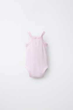 ZARA НАБОР ИЗ 3 БОДИ НА БРЕТЕЛЯХ POINTELLE, РОЗОВЫЙ