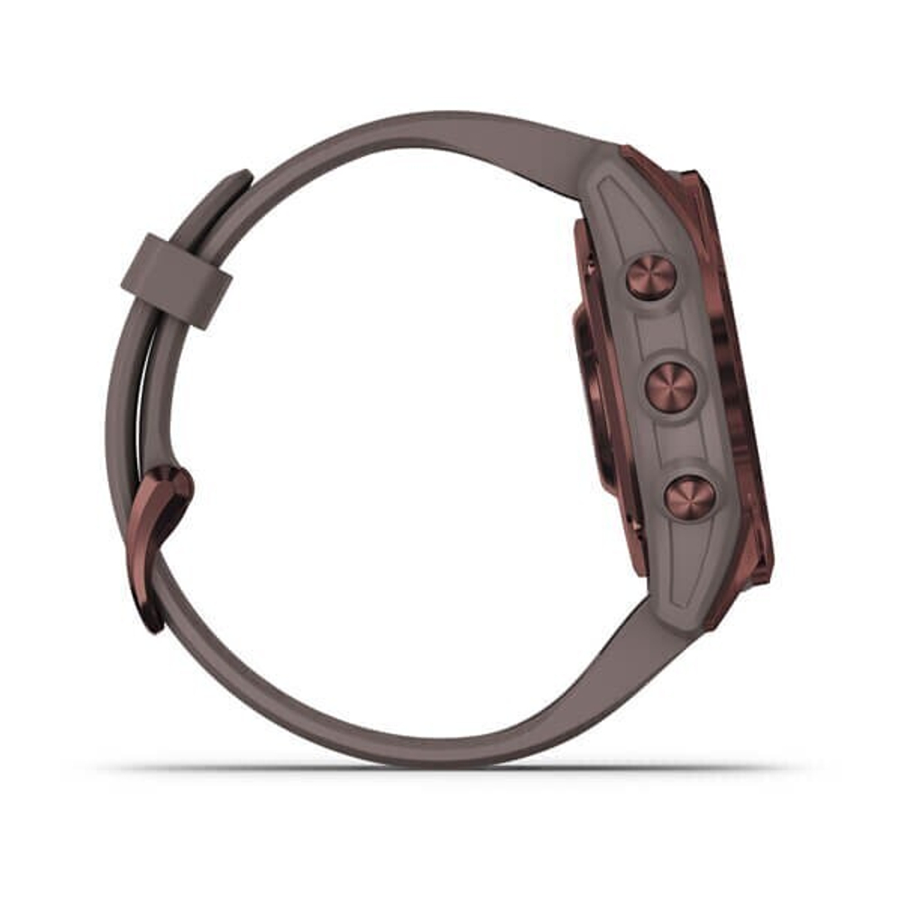 Умные часы Garmin Fenix 7S Sapphire Solar титановый темно-бронзовый с сланцево-серым силиконовым ремешком 42 мм