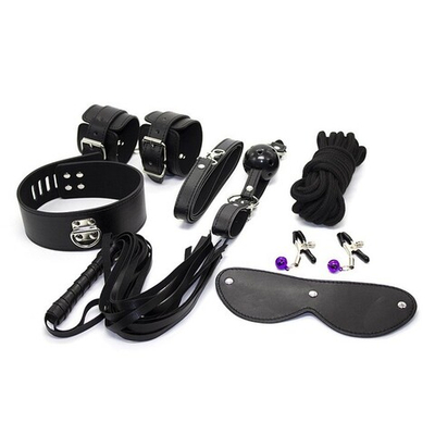 Черный BDSM набор для ролевых игр bdsm kit Muqu (8 предметов) (Цвет: черный)