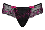 Чёрно-малиновые трусики с кружевом Amarone Thong SM (42-44) (Цвет: черный, малиновый)