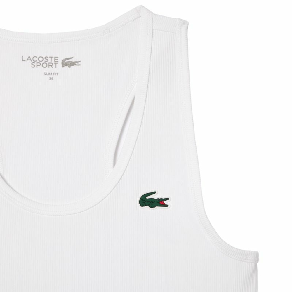 Женский топ теннисный Lacoste Sport Slim Fit Ribbed Tank Top - белый