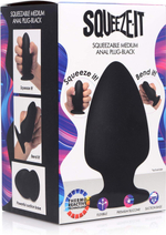 Черная мягкая анальная пробка Squeezable Medium Anal Plug - 11 см. (Цвет: черный)