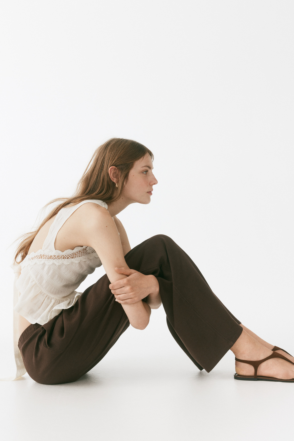 Широкие брюки из смеси льна - H&M