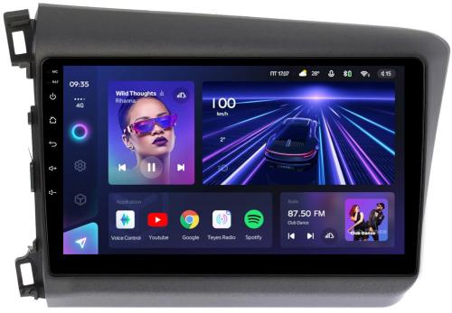 Магнитола для Honda Civic 9 седан 2012 левый руль - Teyes CC3 монитор 9" QLED на Android 10, Быстрая, CarPlay, 4G SIM-слот
