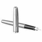 Ручка перьевая PARKER "Sonnet Sand Blasted Stainless Steel", корпус серебристый, нержавеющая сталь, черная, 2146873