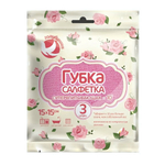 Губка-салфетка ГОЛУБУШКА "Супервпитывающая" 15х15см, 3 шт целлюлоза