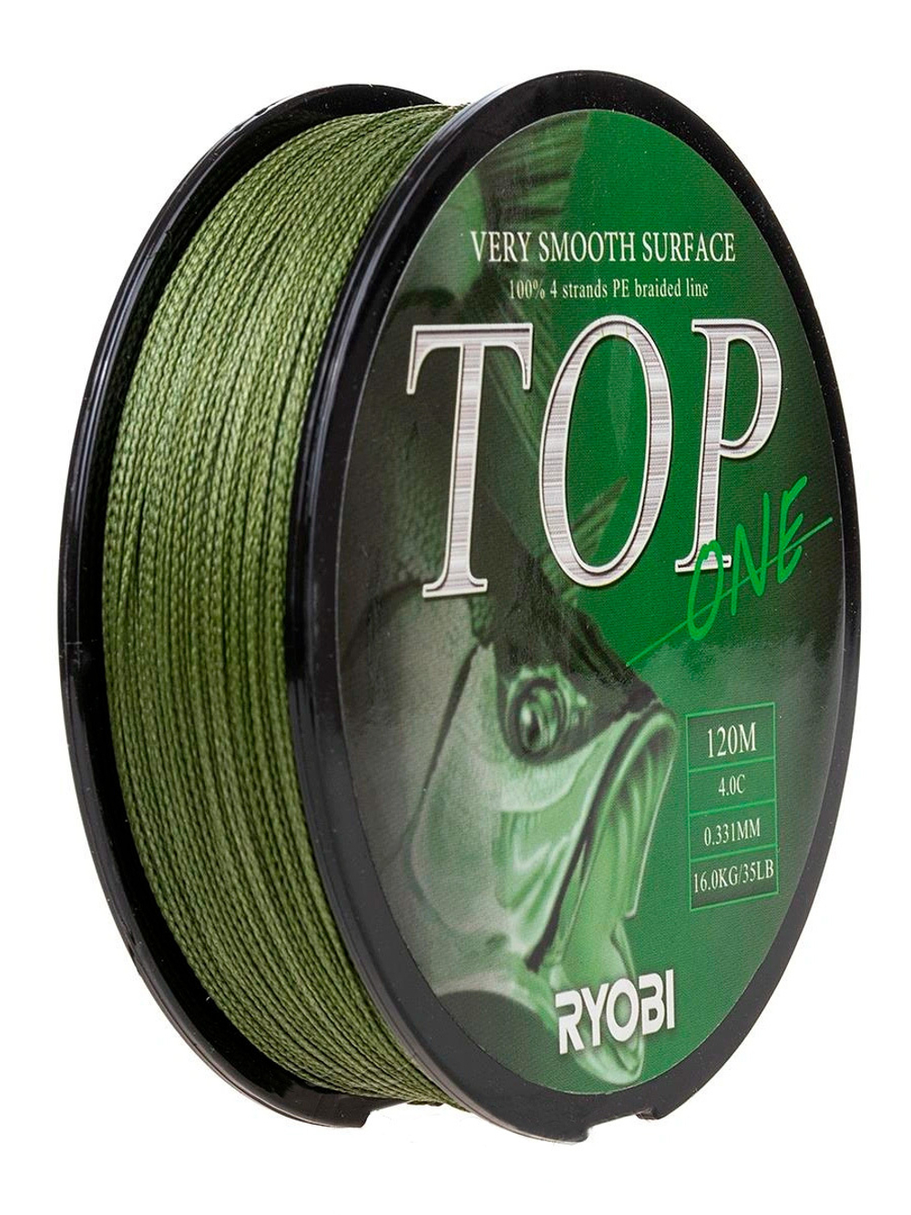 Шнур плетеный для рыбалки Ryobi TOP PE4X-120M Dark green 0.6/d-0.128mm