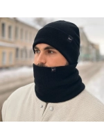 Зимний комплект вязаная шапка бини и тёплый снуд-бафф