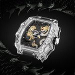 STARKING Soaring Dragon Leaping Tiger Collection Quartz Movement Silicone Strap Watch Unisex Black Dial