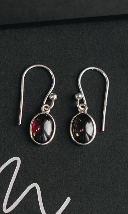 Серьги mini "Memo about Soulmate" с гранатом, серебро 925