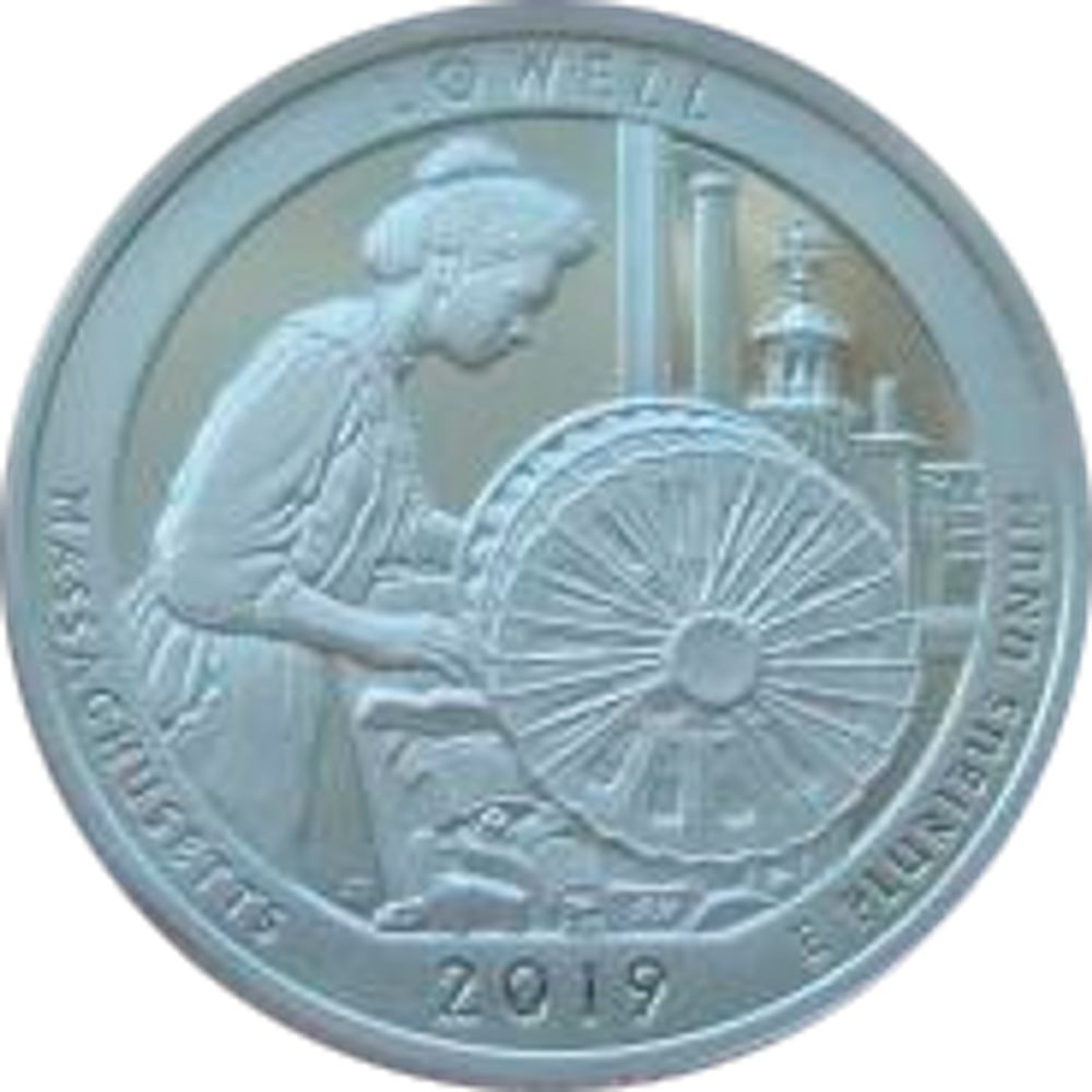 США 25 центов 2019 Парк № 46 Нац исторический парк Лоуэлл Lowell S Пруф Слаб ANACS PR70 Серебро