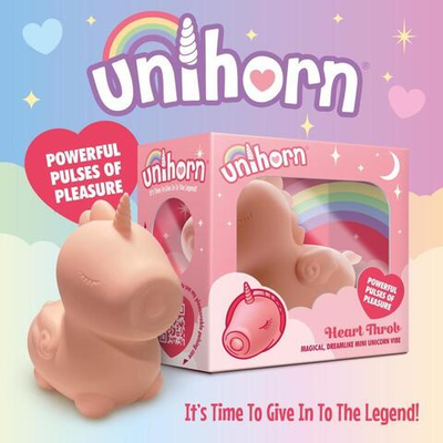 Персиковый клиторальный стимулятор Unihorn Heart Throb с режимом пульсации (Цвет: желтый)