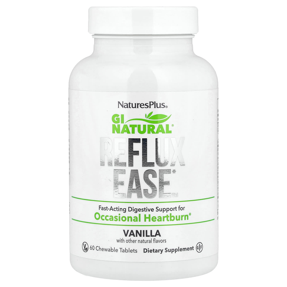 NaturesPlus, Gi Natural, Reflux Ease, ваниль, 60 жевательных таблеток