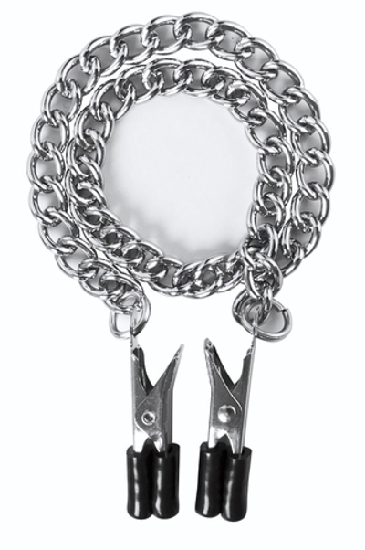 Прищепки для сосков Block Busters Nipple Clamps с цепью (Цвет: серебро)