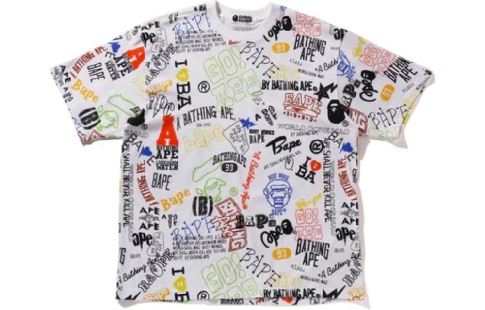 A Bathing Ape Bathing Ape Hand Draw Pattern Relaxed Fit Tee Футболка белый
