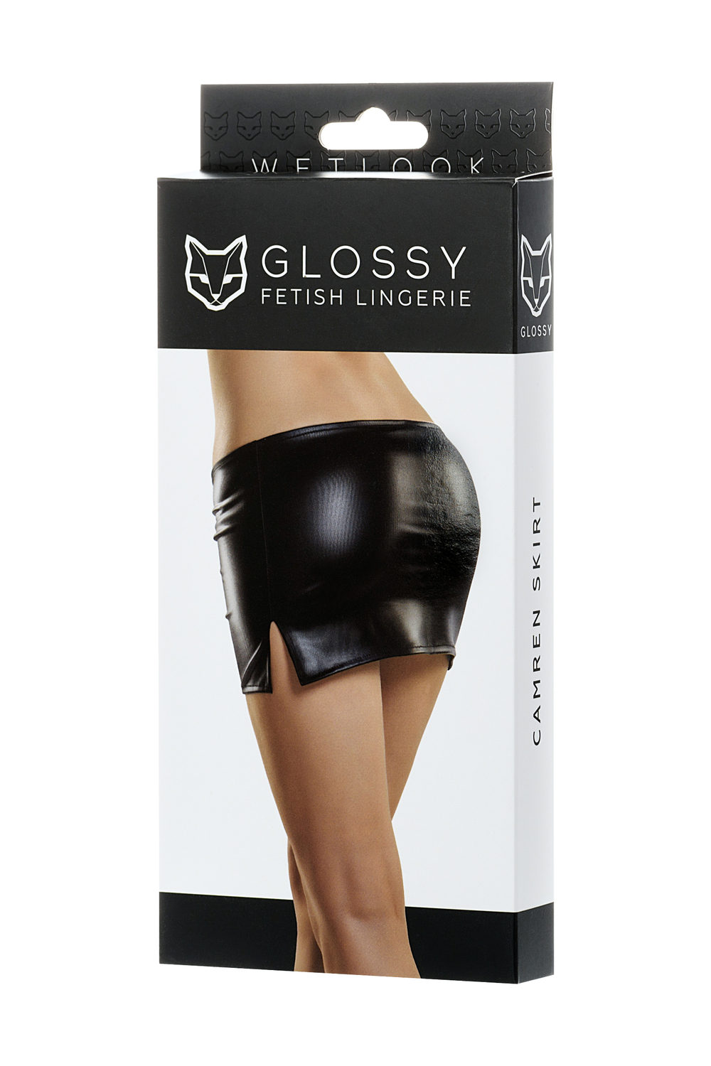 Мини-юбка Glossy из материала Wetlook черный L