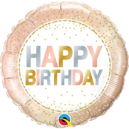 Шар круг Happy Birthday Розовое золото