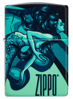Зажигалка Zippo Mermaid Design с покрытием 540 Matte, латунь/сталь, черная, матовая, 38x13x57 мм