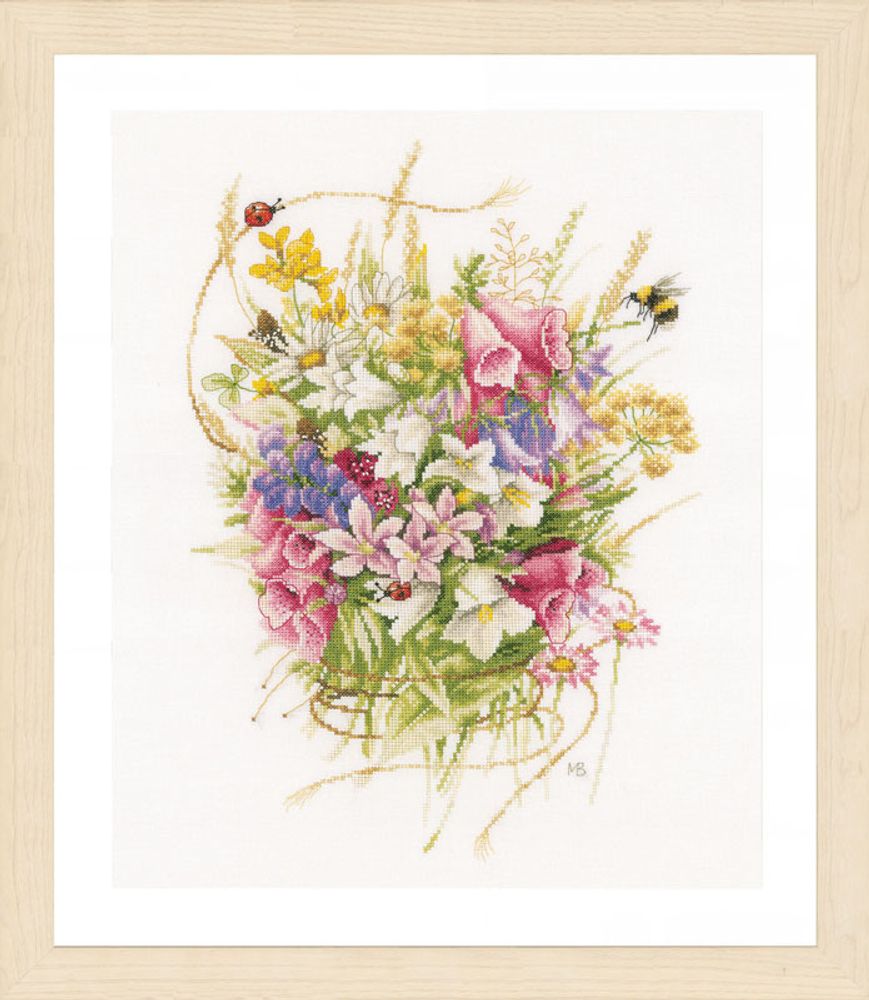 Набор для вышивания нитками Lanarte, Summer bouquet, 30х44 см
