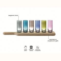 Набор стопок на деревянной подставке Paddle, 40 см, разноцветный, 6 шт.