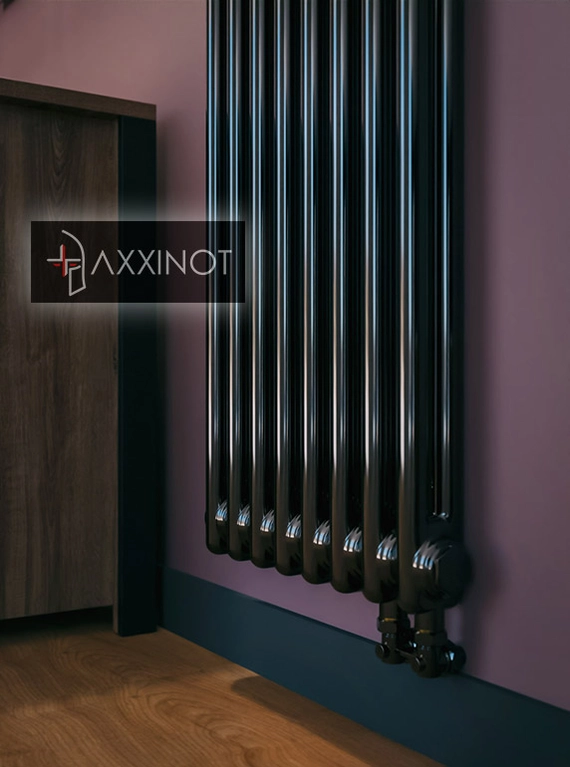 Axxinot Sentir 2180 - двухтрубный трубчатый радиатор высотой 1800 мм, нижнее подключение, черный