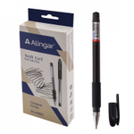 Ручка гелевая Alingar, "SOFT GEL", 0,6 мм, черная, металлизированный наконечник, резиновый грип, круглый, прозрачный, пластиковый корпус, карт. уп.