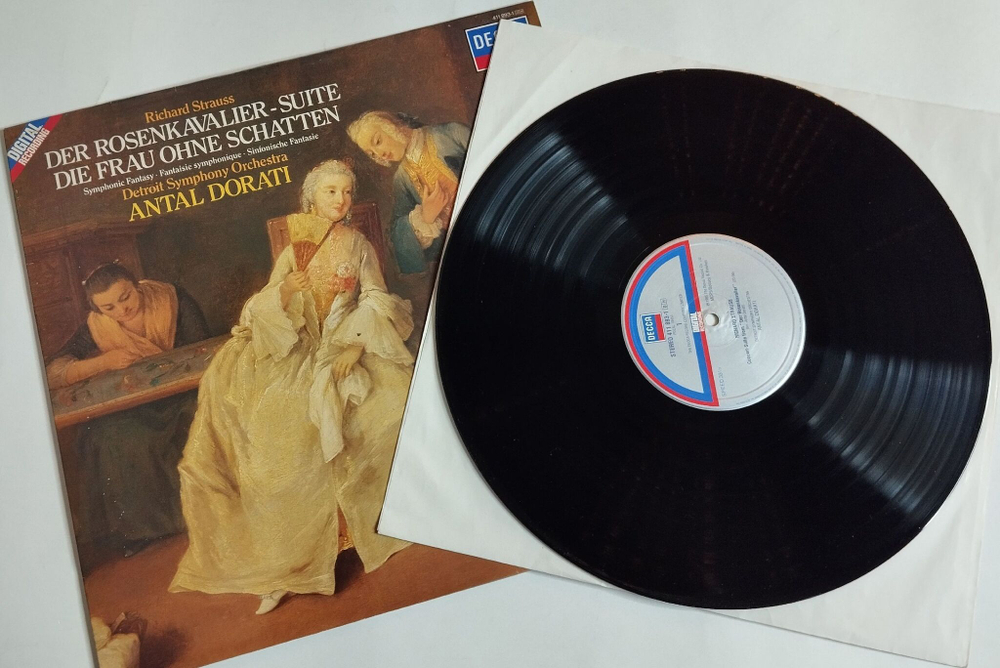 Винтажная виниловая пластинка LP R. Strauss Штраус Antal Dorati, Detroit Symphony Orchestra Der Rosenkavalier Suite, Die Frau Ohne Schatten (Holland 1985)