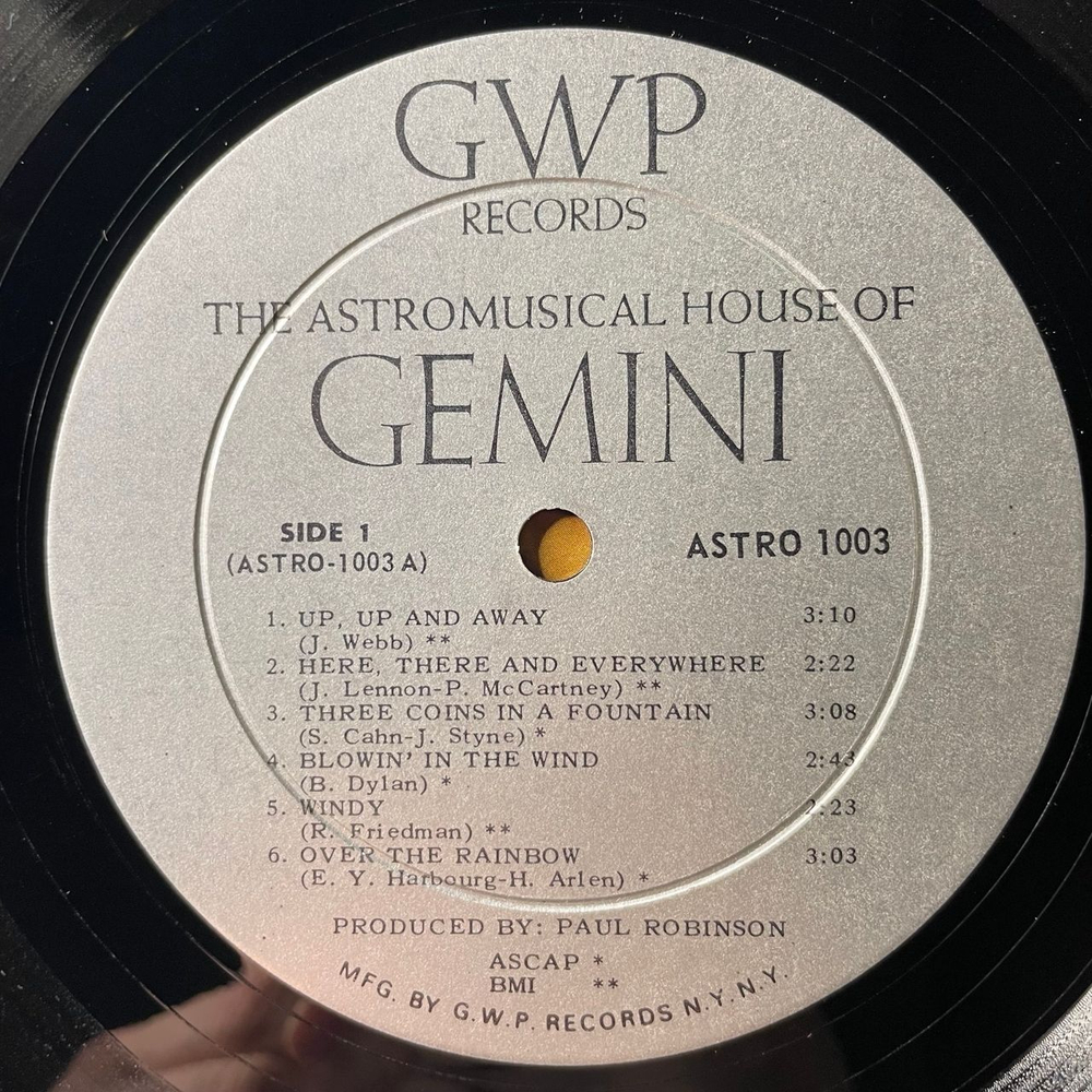 Винтажная виниловая пластинка LP The Astromusical House Of Gemini (США 1969)