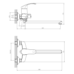 Смеситель DECOROOM DR71043 одноручный для ванны универсальный с поворотным изливом 300 мм