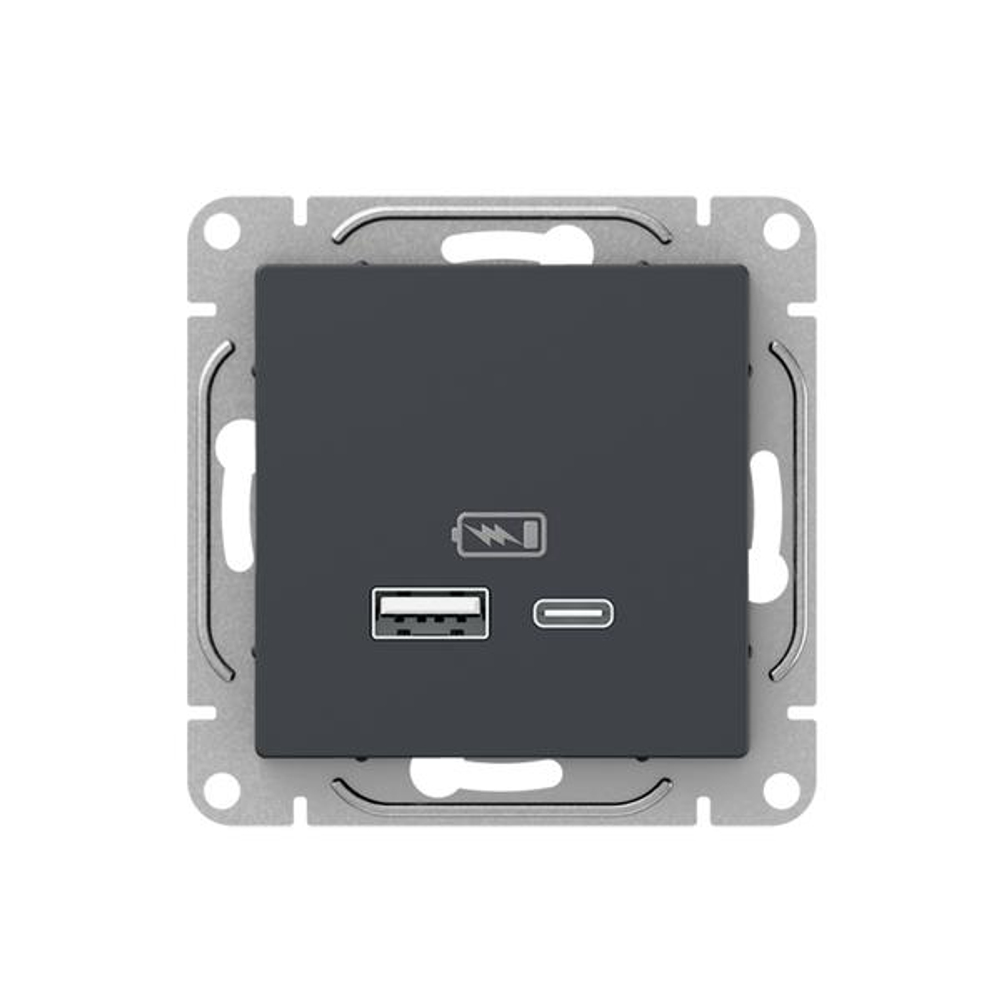 Механизм розетки USB-A+С, графит Эпика EKF