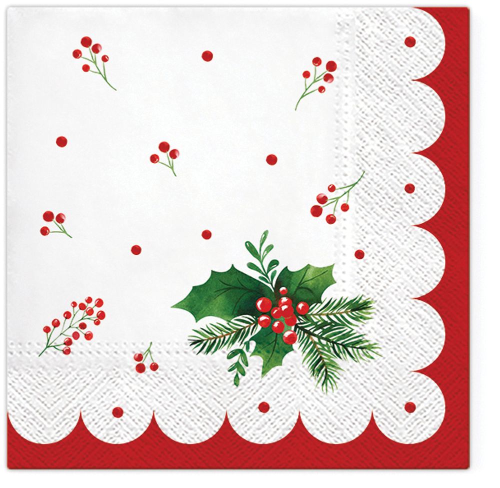 Салфетки для декупажа 3-слойные PAW Decor Collection, коллекция Lunch TETЕ a TETE Рождественский лист, 18.5 г/м², 33х33 см, 20 шт Салфетки для декупажа 3-слойные PAW Decor Collection, коллекция Lunch TETЕ a TETE Рождественский лист, 18.5 г/м², 33х33 см, 20 шт