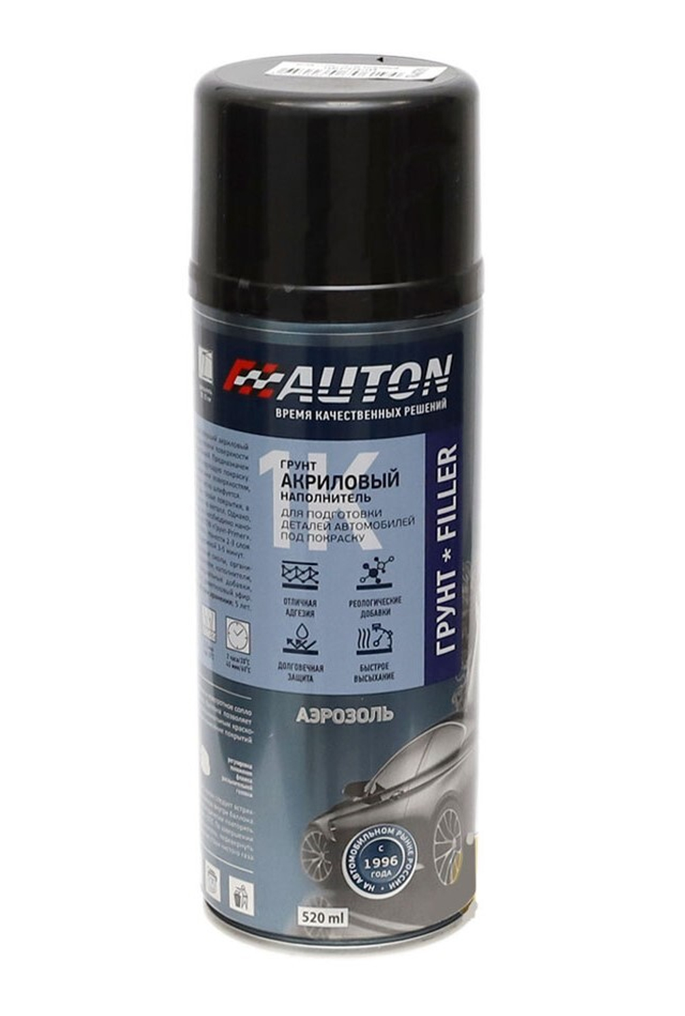 АВТОН  Грунт-наполнитель "1К Acryl Filler", ЧЕРНЫЙ, аэрозоль 520 мл