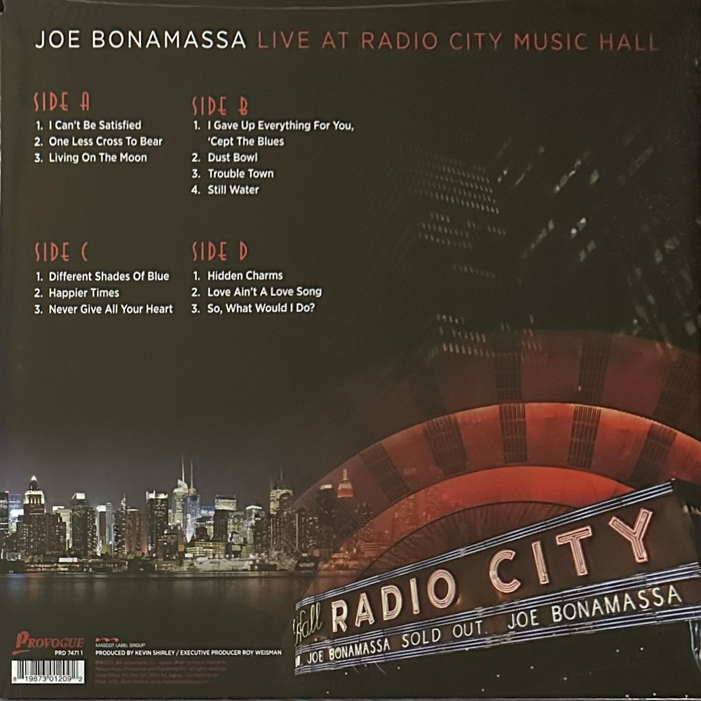 Joe Bonamassa – Live At Radio City Music Hall 2LP (Европа 2015г.)
