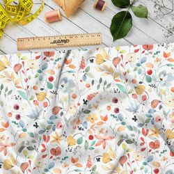 Ткань флис разноцветные акварельные листья