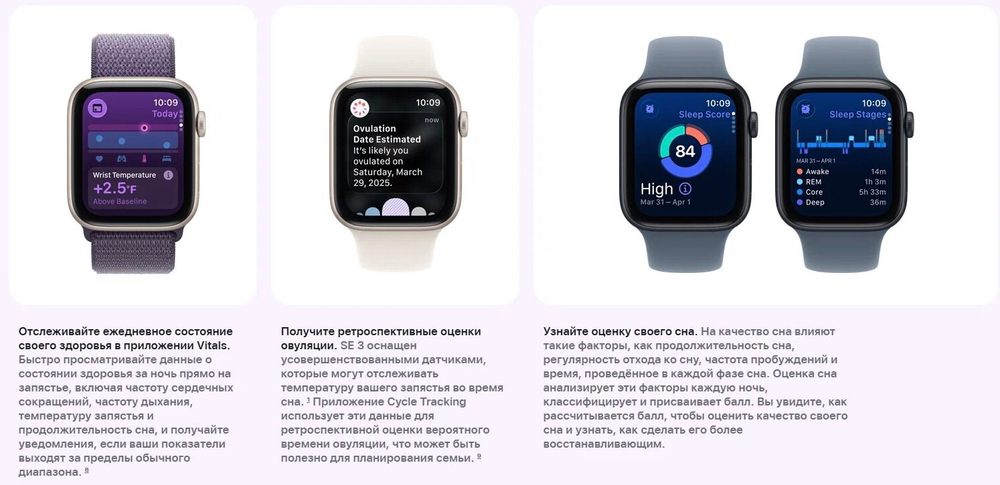 Умные часы Apple Watch SE 3 GPS 40 мм, Midnight Aluminium, Midnight Sport Band, M/L